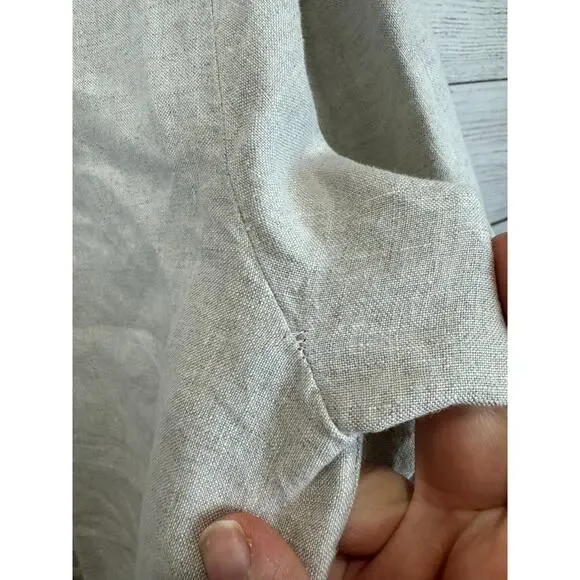 Chico's Women's Cream Linen Button Front Blouse Size 8 - Picture 7 of 7